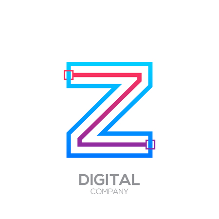 Letter Z with Dots and Lines icon type,Square shape, Technology and digital, connection icon.のイラスト素材