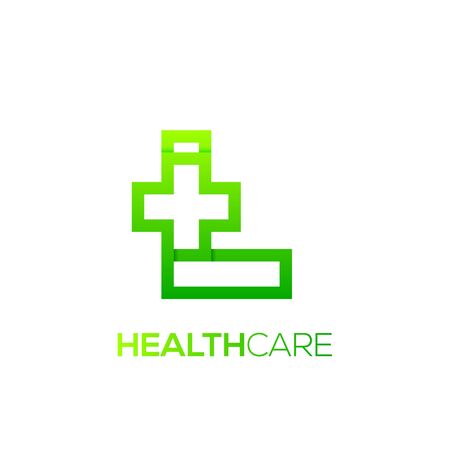 Letter L cross plus logo Green color,Medical healthcare hospital Logotypeのイラスト素材