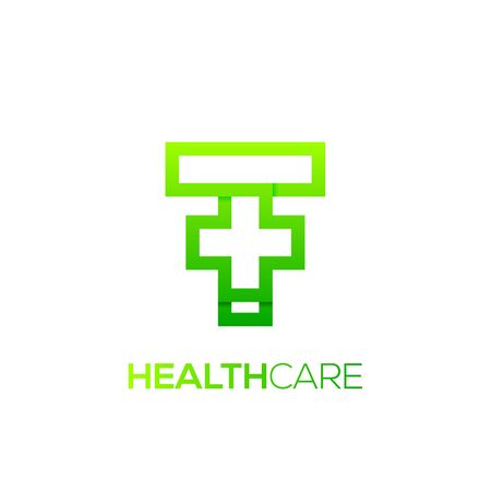 Letter T cross plus logo Green color,Medical healthcare hospital Logotypeのイラスト素材