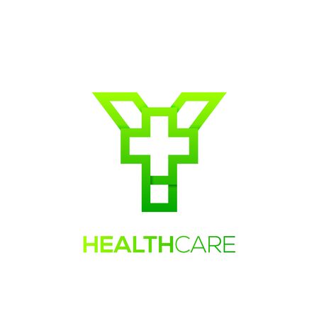 Letter Y cross plus logo Green color,Medical healthcare hospital Logotypeのイラスト素材