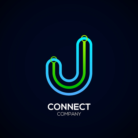 Letter J Design, Circle shape, Link, Technology and digital, connection vector logotype.のイラスト素材
