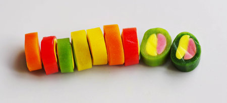 Candy. Colorful of candy. Candy on white background. Snack.の写真素材