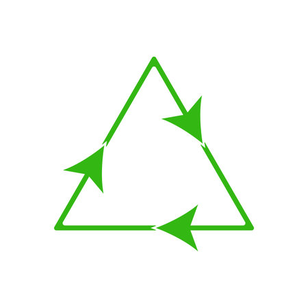 Recycle sign. Green icon on white background. Vector illustration.