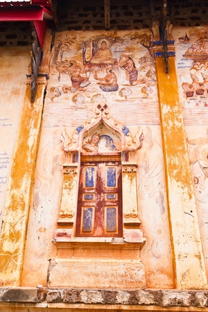 ancient thai buddrist window and thai ancient paintingの写真素材
