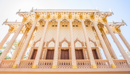 church s carving windows in Wat Pa Sutdhawas, sakon nakhon, thailandの写真素材
