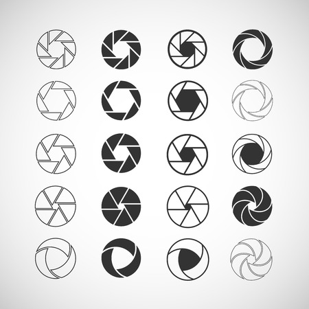 camera shutter icon set, ecah icon is a single object (compound path)のイラスト素材