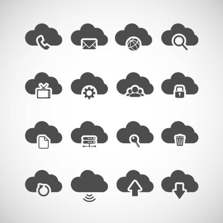 cloud computing icon set, each icon is a single object (compound path), vector eps10のイラスト素材