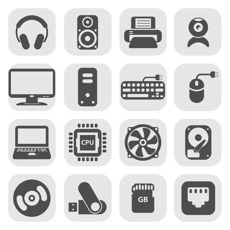 computer pc icon set, each icon is a single object (compound path), vector eps10のイラスト素材