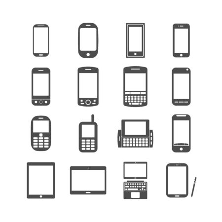 smart phone and tablet icon set, each icon is a single object (compound path), vector eps10のイラスト素材