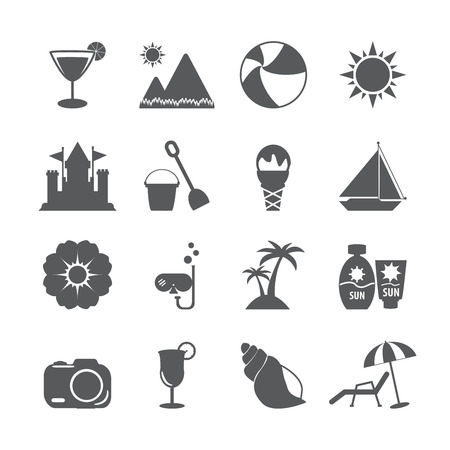 summer beach icon set, vector のイラスト素材