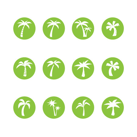 coconut tree circle icon set, each icon is a single object (compound path)のイラスト素材
