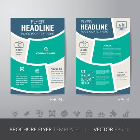 business brochure flyer design layout template in A4 size, with bleed, vector eps10.のイラスト素材