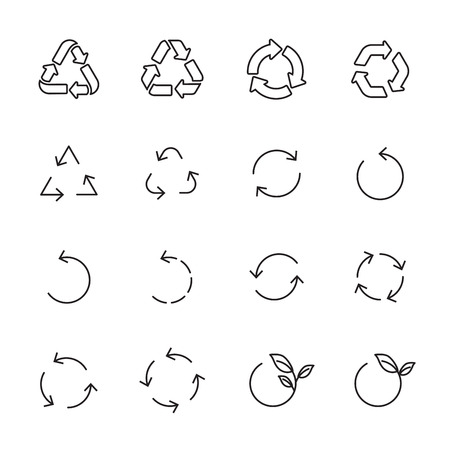 recycle icon set, line versionのイラスト素材