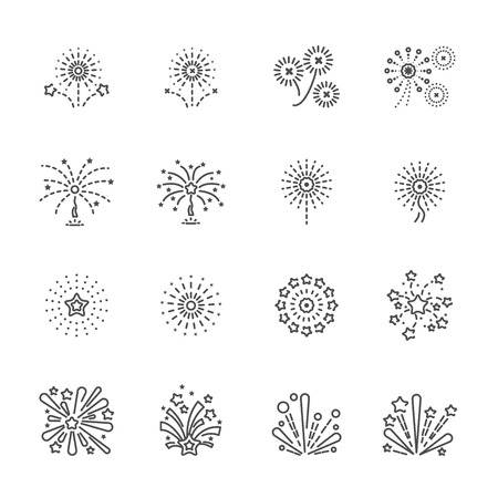 firework line icon set.のイラスト素材