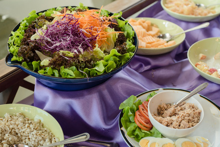 Salad bar buffet in restaurant.の写真素材