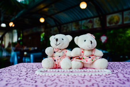 Teddy Bear on Bedの写真素材