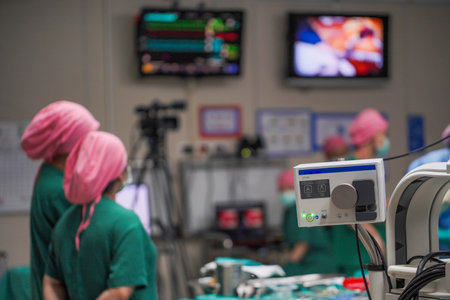 Medical team with high technology for surgery treatment in operating room.の写真素材