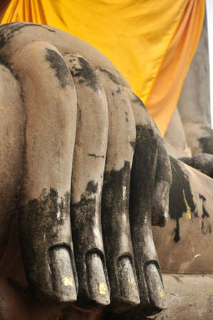 Hand of Buddha at Wat Yai Chaimongkol Temple Ayutthaya,Thailandの写真素材