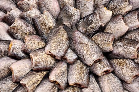 Pile of Dried fish in market of Thailandの写真素材