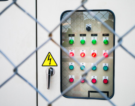 electrical circuit control board in security zone.