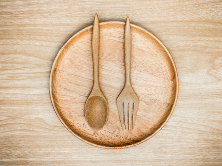 cutlery Wooden on wooden background.の写真素材