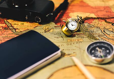 Travel planning vintage styleの写真素材