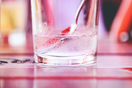 Glass Of Cold Refreshing Still Water With Condensationの写真素材
