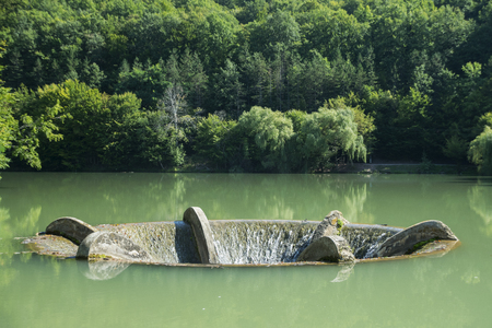 Overflow Funnel At Lake Vida Near Luncasprie Village In Romaniaの写真素材