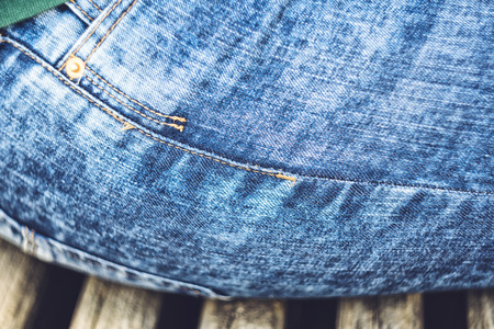 Detailed Close-Up Of Beautiful Pair Of Blue Denim Jeansの写真素材
