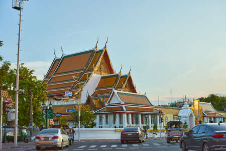 suthat thepwararam ratchaworawihan temple.Landmark of Bangkok, Thailandのeditorial素材
