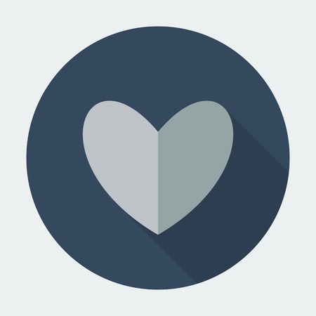 Flat style icon with long shadow, grey heart vector illustration のイラスト素材