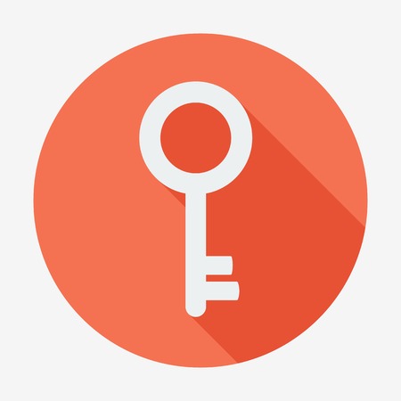 Single flat key icon with long shadow for web applications  Vector illustration, easy paste to any backgroundのイラスト素材
