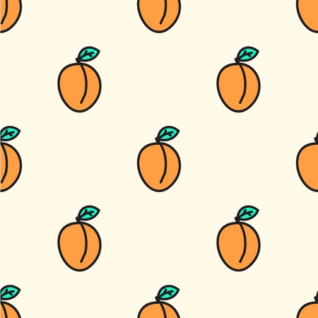 Seamless pattern with apricot. Vector illustration. Hand-drawn background.