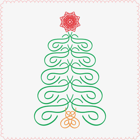 Vector design element. Hand-drawn christmas tree. Typographic and calligraphic. Vector illustration.のイラスト素材