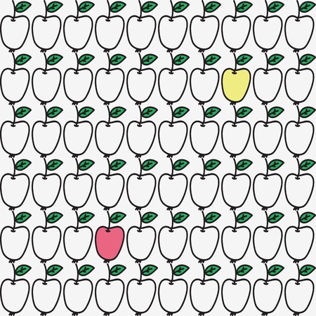 Seamless pattern with apple. Vector illustration. Hand-drawn background.のイラスト素材