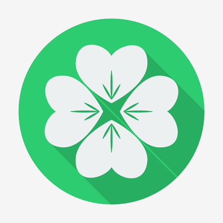 Flat style icon with long shadow, four-leaf clover vector illustration. Easy paste to any background.のイラスト素材