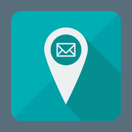 Flat style geo tag icon with long shadow, vector illustration. Pinner with envelopeのイラスト素材