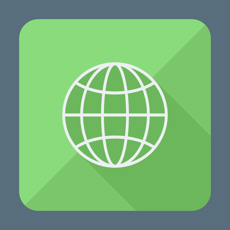 Flat style icon with long shadow. Earth globe. vector illustration. Education themeのイラスト素材