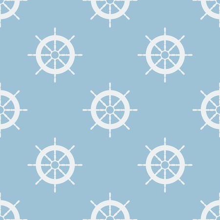 Seamless doodle pattern with helm of ship. Vector illustration. Soft colors.