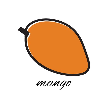 Hand drawn mango in doodle style. Vector illustration.  Sketchのイラスト素材