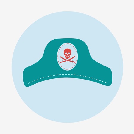 Pirate theme icon,captain hat. Flat design vector illustration.のイラスト素材