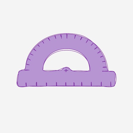 Hand-drawn protractor. Vector illustration. Doodle or sketch styleのイラスト素材