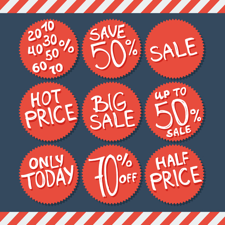 Sale labels and stickers with hand written text. Vector illustration. Editable For Your Design.のイラスト素材