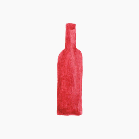 Vector illustration. Bottle of red wine. Hand-drawn doodle object. Real watercolor drawingのイラスト素材