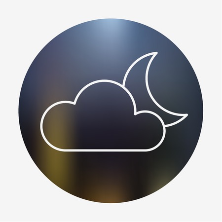 Weather flat style icon with cloud and moon. Vector illustration.のイラスト素材