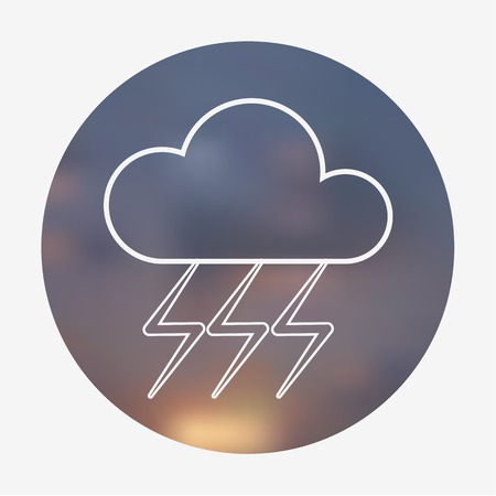 Weather flat style icon with thunderstorm. Vector illustration.のイラスト素材
