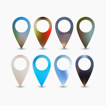 Set of bright map pointers. Elements in flat design.のイラスト素材
