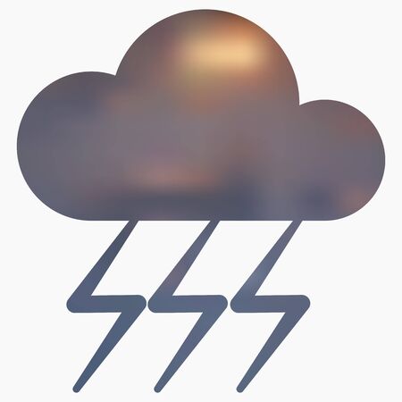 Weather flat style icon with thunderstorm. Vector illustration.