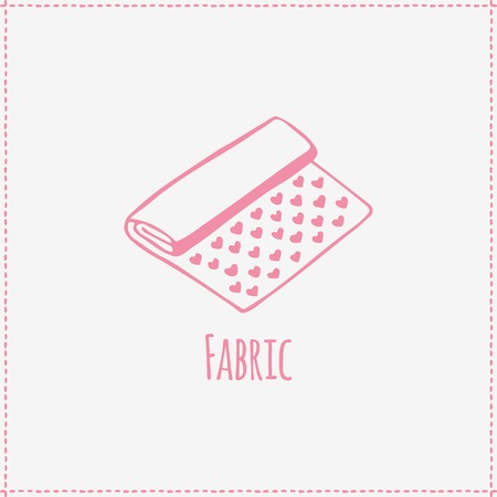 Vector illustration. Hand-drawn pink flat roll of fabricのイラスト素材