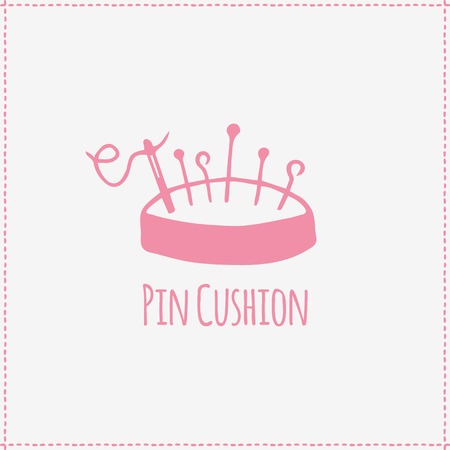 Vector illustration. Hand-drawn pink flat pin cushionのイラスト素材